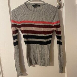 lightweight gray striped sweater